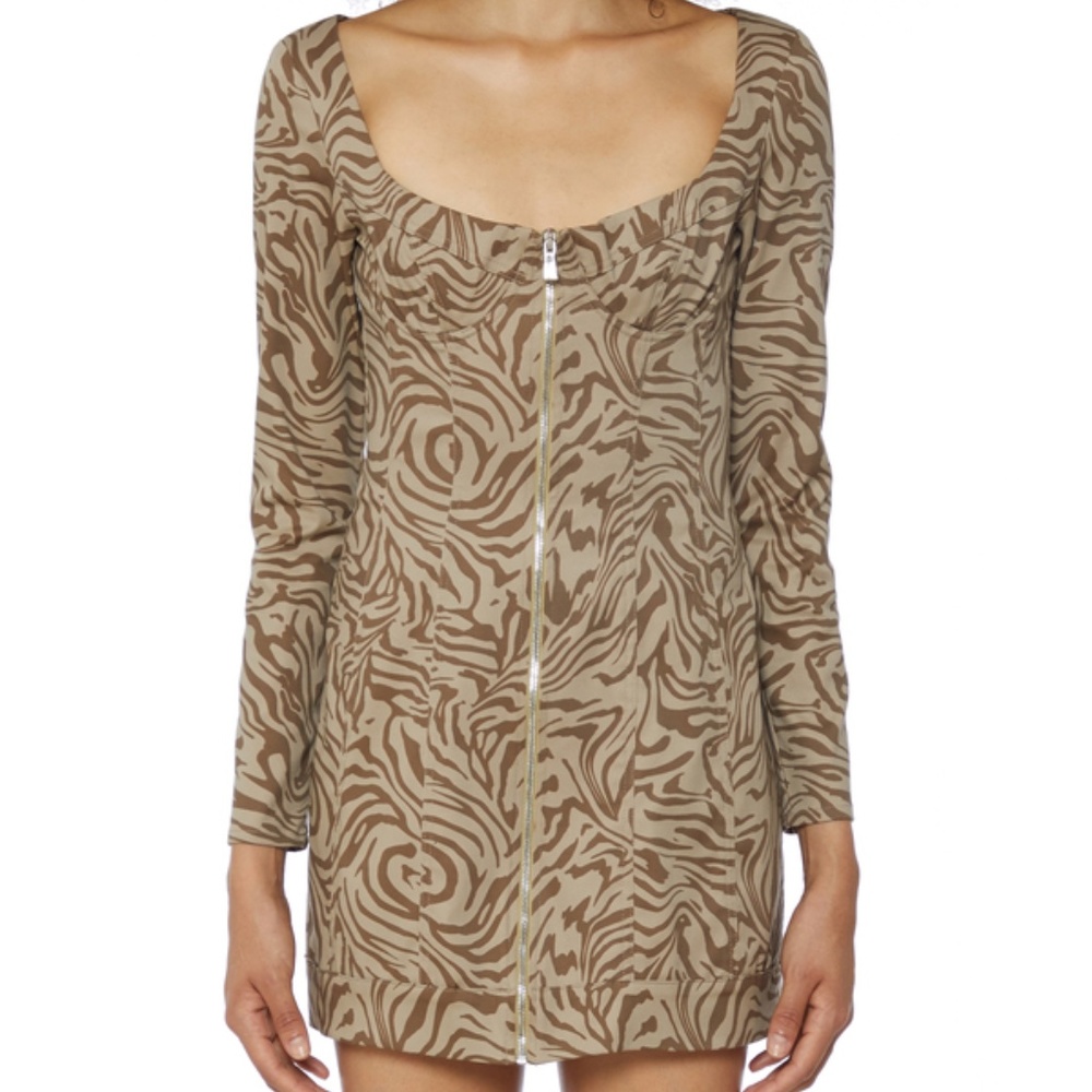MIAOU Dree Zebra Cotton Mini Dress - Animal Print Size Small NWT - Picture 8 of 10